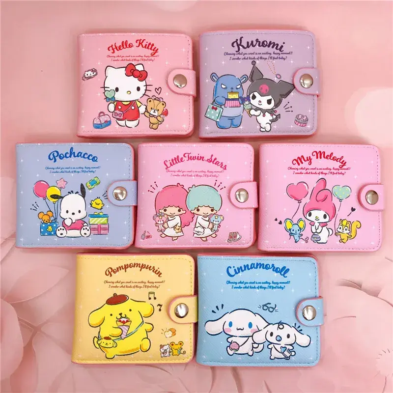 New Sanrio PU casual girl bag accessories cartoon Wallet Short Kuromi Money bag Hello Kitty Coin Wallet Card Bag Wallet bag