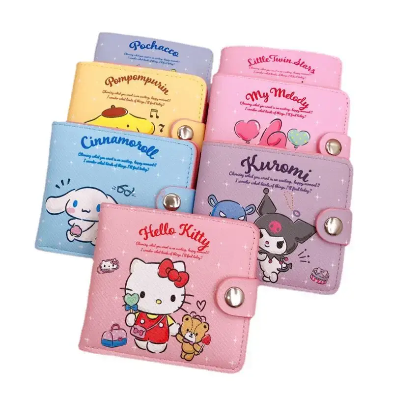 New Sanrio PU casual girl bag accessories cartoon Wallet Short Kuromi Money bag Hello Kitty Coin Wallet Card Bag Wallet bag