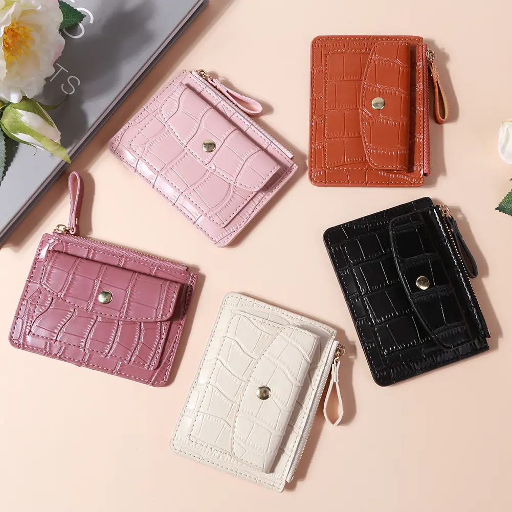 Women Fashion Short Wallet PU Leather Coin Card Holder Solid Color Casual Money Wallet Female Outdoor Bag