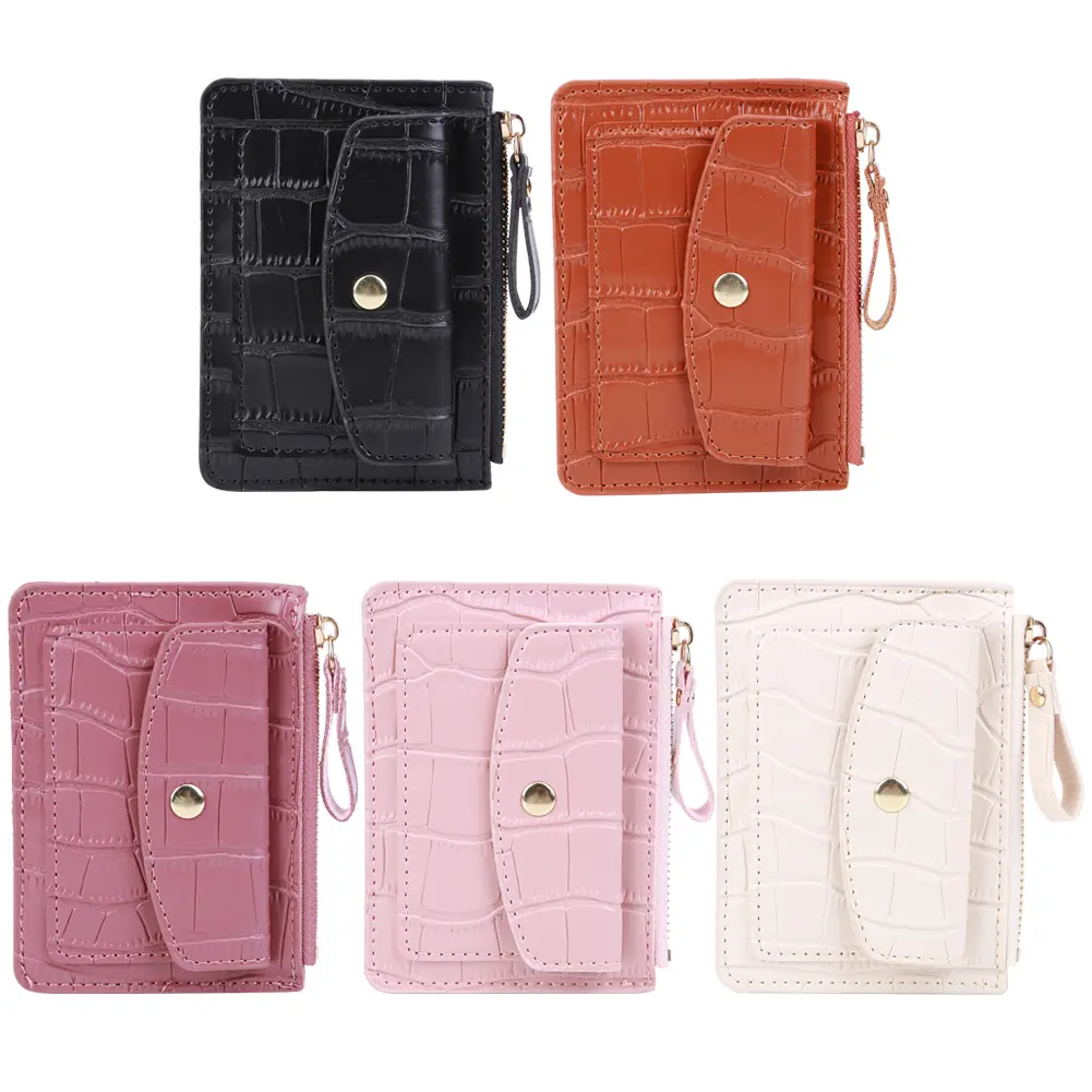 Women Fashion Short Wallet PU Leather Coin Card Holder Solid Color Casual Money Wallet Female Outdoor Bag
