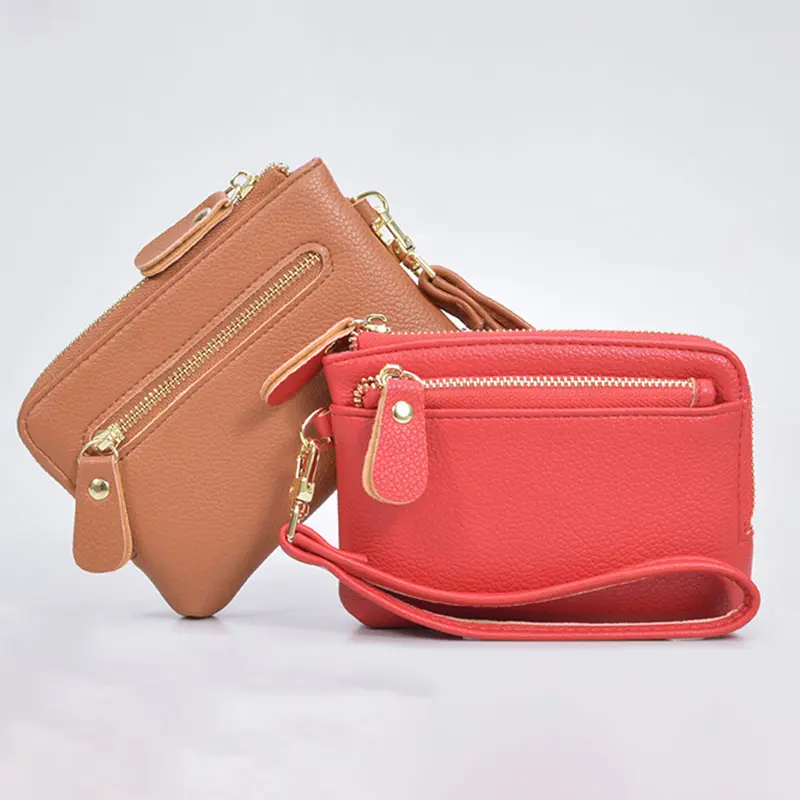 Fashion Wallets Multi Card Slots Solid Color Keychain Wallet Multi Functional Coin Pocket Women Lipstick Earphone Storage Pouch