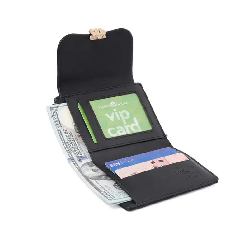 New printed zipper buckle wallet, Korean version PU leather soft surface folding coin purse, multi-functional folding short wall