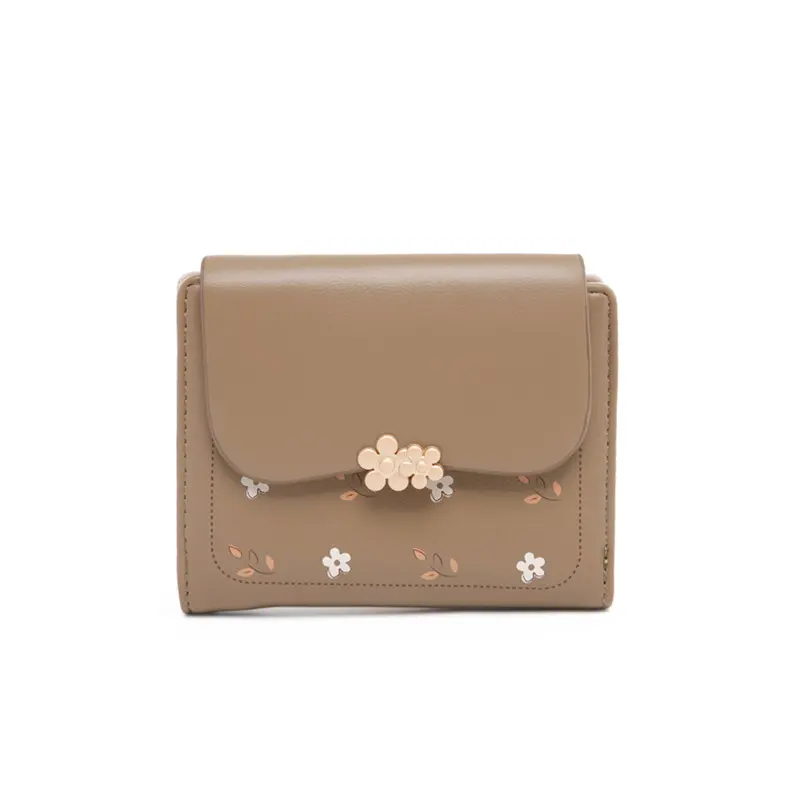New printed zipper buckle wallet, Korean version PU leather soft surface folding coin purse, multi-functional folding short wall