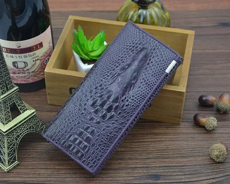 Lady's Wallet Large Capacity Portable Leather Wallet With Long Zipper Pattern