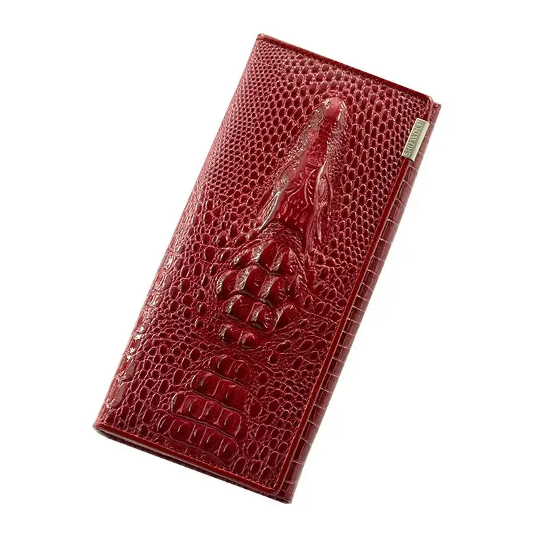 Lady's Wallet Large Capacity Portable Leather Wallet With Long Zipper Pattern