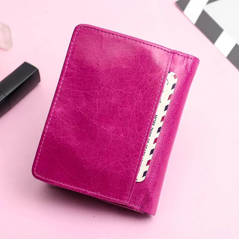 Contact's Women Wallets Luxury Brand Small Coin Purse Hasp Card Holder Genuine Leather Rose Wallet for Female Quality Money Bag