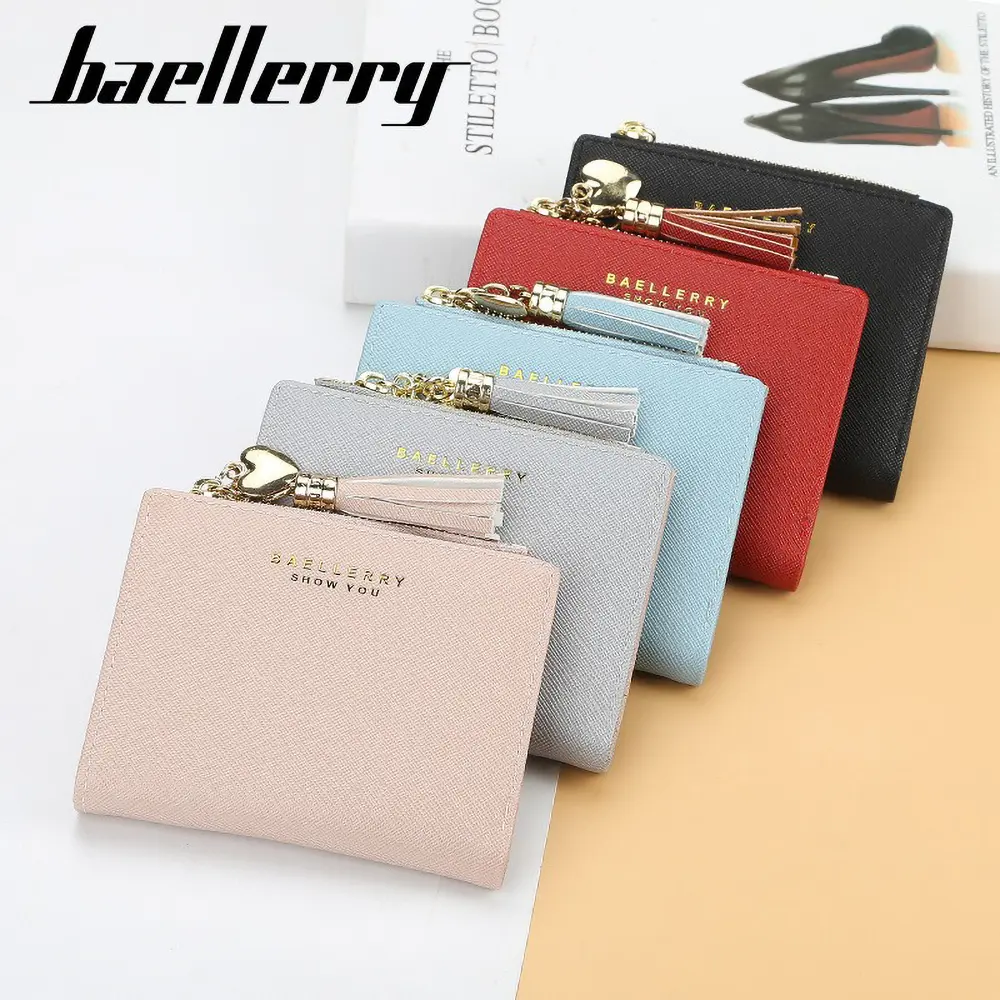 Baellerry Mini Zip Wallet for Women Gift - PU Multifunctional Travel Purse, Slim RFID-Free Card Case