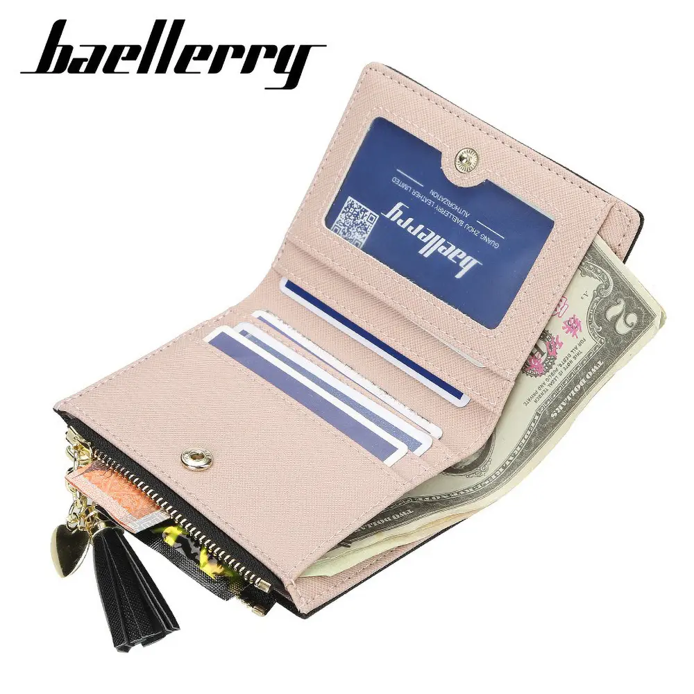 Baellerry Mini Zip Wallet for Women Gift - PU Multifunctional Travel Purse, Slim RFID-Free Card Case