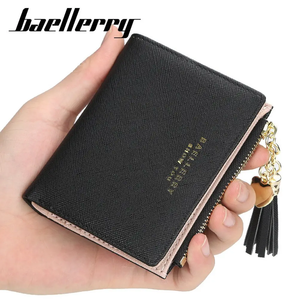 Baellerry Mini Zip Wallet for Women Gift - PU Multifunctional Travel Purse, Slim RFID-Free Card Case