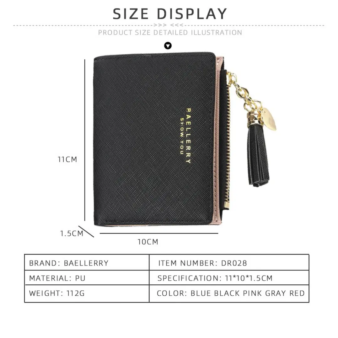 Baellerry Mini Zip Wallet for Women Gift - PU Multifunctional Travel Purse, Slim RFID-Free Card Case