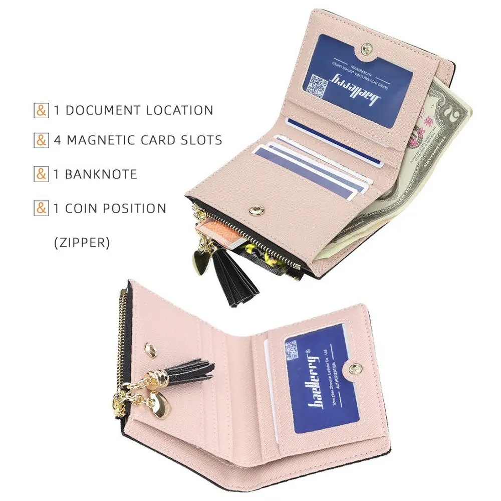 Baellerry Mini Zip Wallet for Women Gift - PU Multifunctional Travel Purse, Slim RFID-Free Card Case