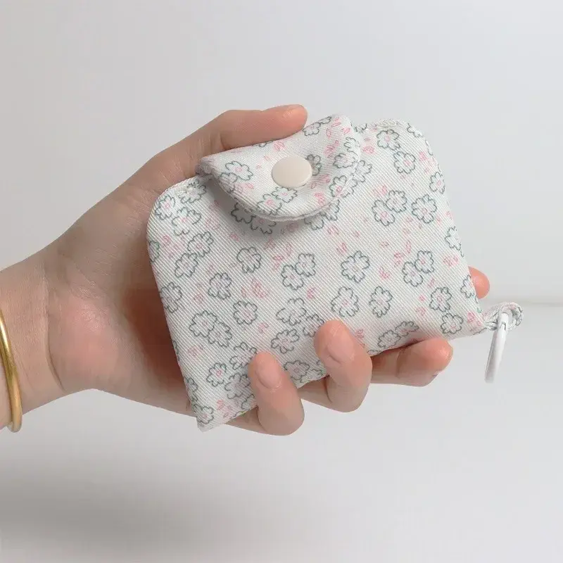 1PC Cute Student Coin Purse Card Simplicity Floral Korean Fashion Wallet Card Holder for Girls Portable Cute Small Storage Bag