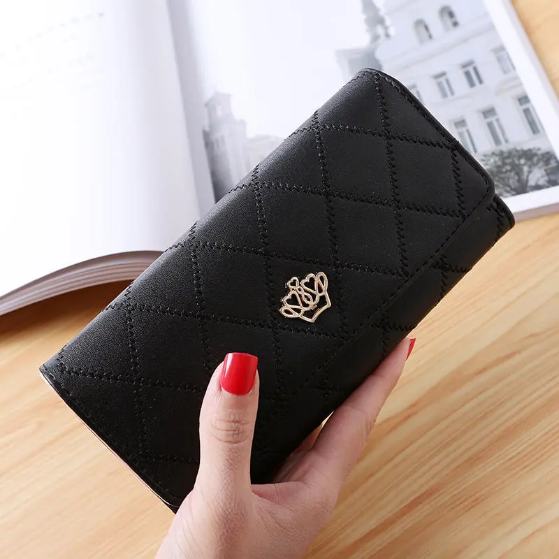 Plaid Long Wallet Women's PU Leather Slim Card Holder Coin Purse Phone Bag Money Organizer Fashion Wallet