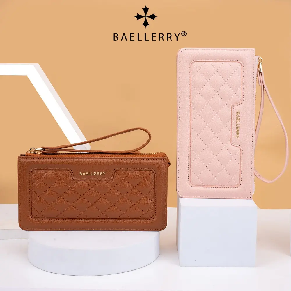 Baellerry 2025 Women's Long Wallet - PU Leather 6 Card Slots & Zippered Coin Pocket, Slim Business Organizer Purse