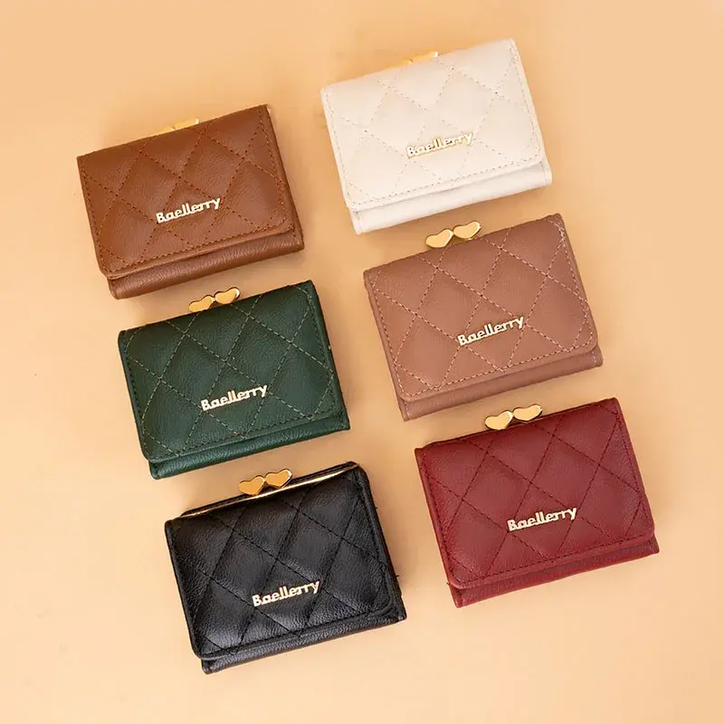 Short Mini Clutch Three Fold Hasp Wallet Short Credit Card Holder for Women Fashion Cute Card Case Coin Purse Cute Ladies Wallet