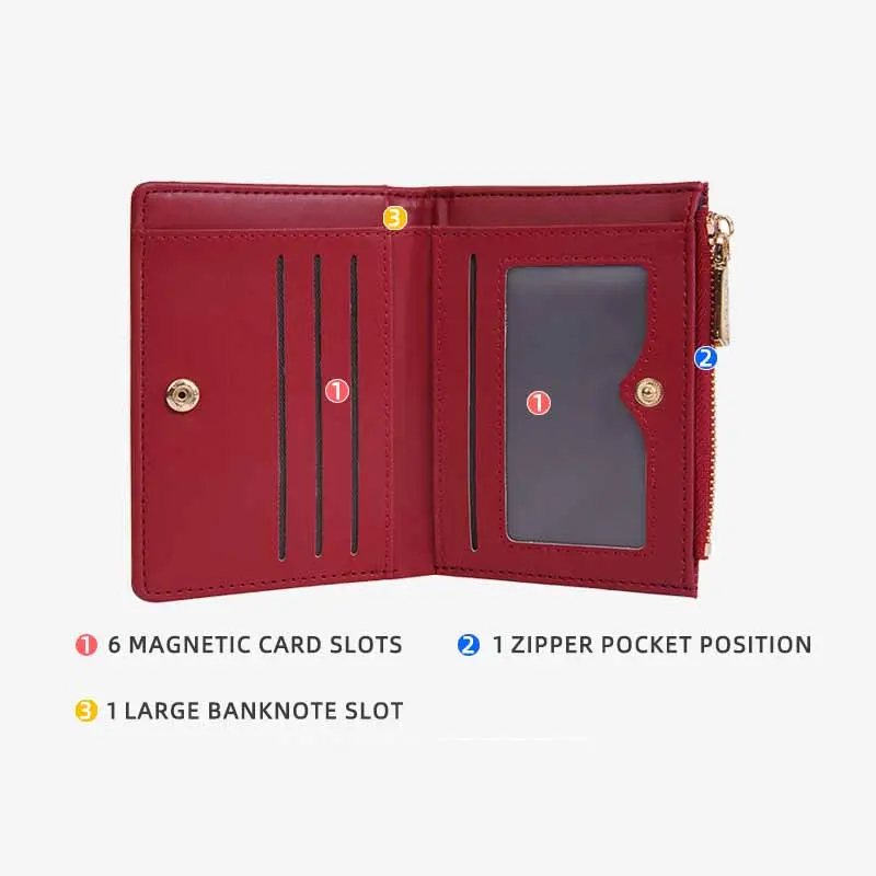 New High-end Purse Pu Leather Card Bag Mini Wallet Ladies Money Clip Multifunctional Wallet Women Short Certificate Storage Bags