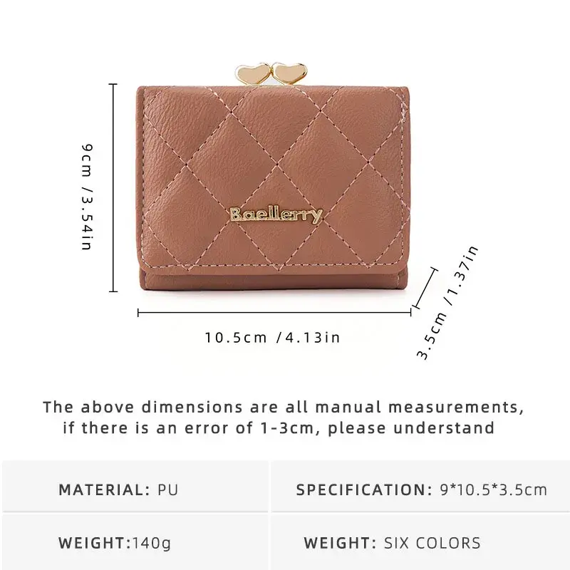 Short Mini Clutch Three Fold Hasp Wallet Short Credit Card Holder for Women Fashion Cute Card Case Coin Purse Cute Ladies Wallet