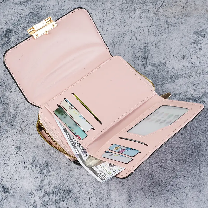 Fashionable new cross-border women's wallet with multiple card slots and large capacity wallet, retro multifunctional zero walle