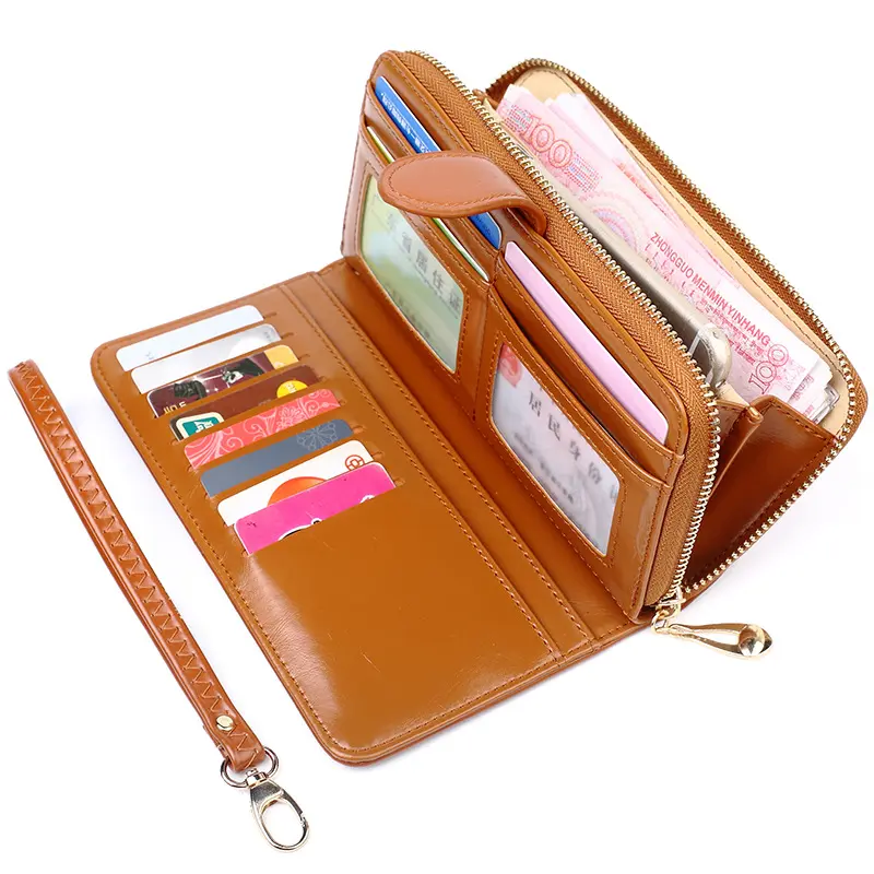 New Women's Long Zipper Wallets Large Capacity Multi slot Wallet Fold Card Holder Coin Purse Handheld Bag mobile phone bag 2025