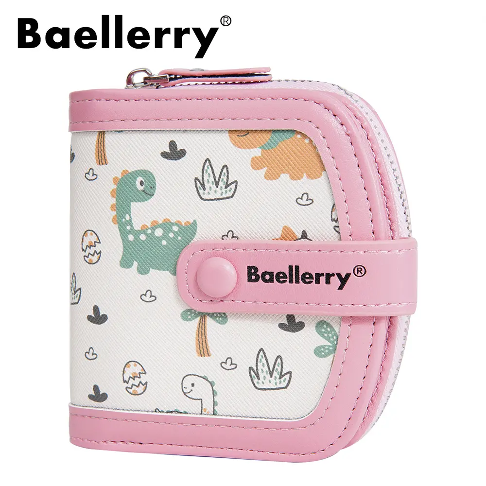Cute Dinosaur Print Wallet for Teen Girls - Short Zipper Card Bag, PU Leather Student Purse (Ages 12-18)