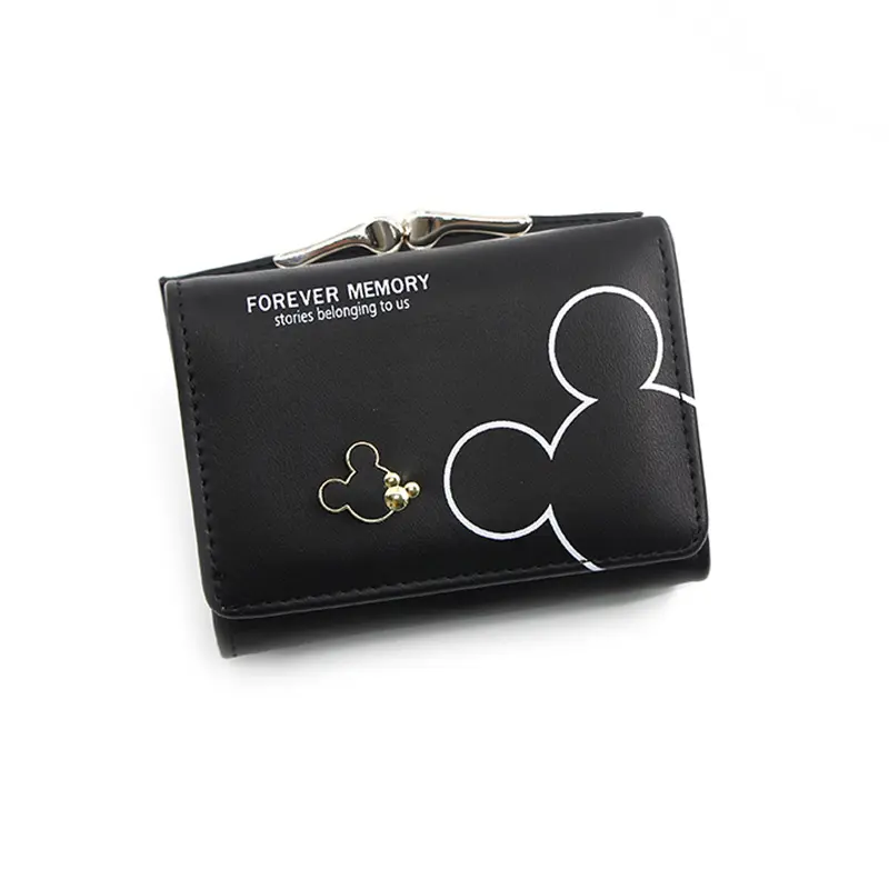 New Women's Wallet Cute Cartoon Letter Printed Students Coin Purse Triple Fold Short Style Wallets for Women Girls Handheld Bags