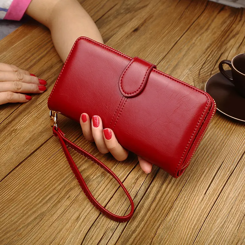 New Women's Long Zipper Wallets Large Capacity Multi slot Wallet Fold Card Holder Coin Purse Handheld Bag mobile phone bag 2025