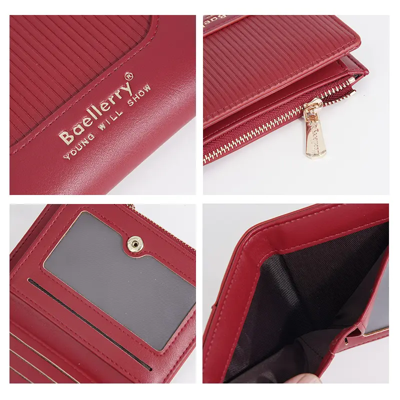New Women'S Short Checkered Zipper Coin Purse, Fashionable Bifold Wallet