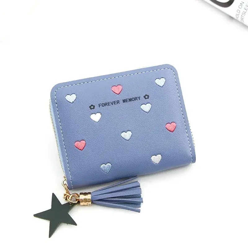 2024 NewKorean Version Women's Short Wallet Embroidered Clutch Zipper Coin Purse Girl Card Holder