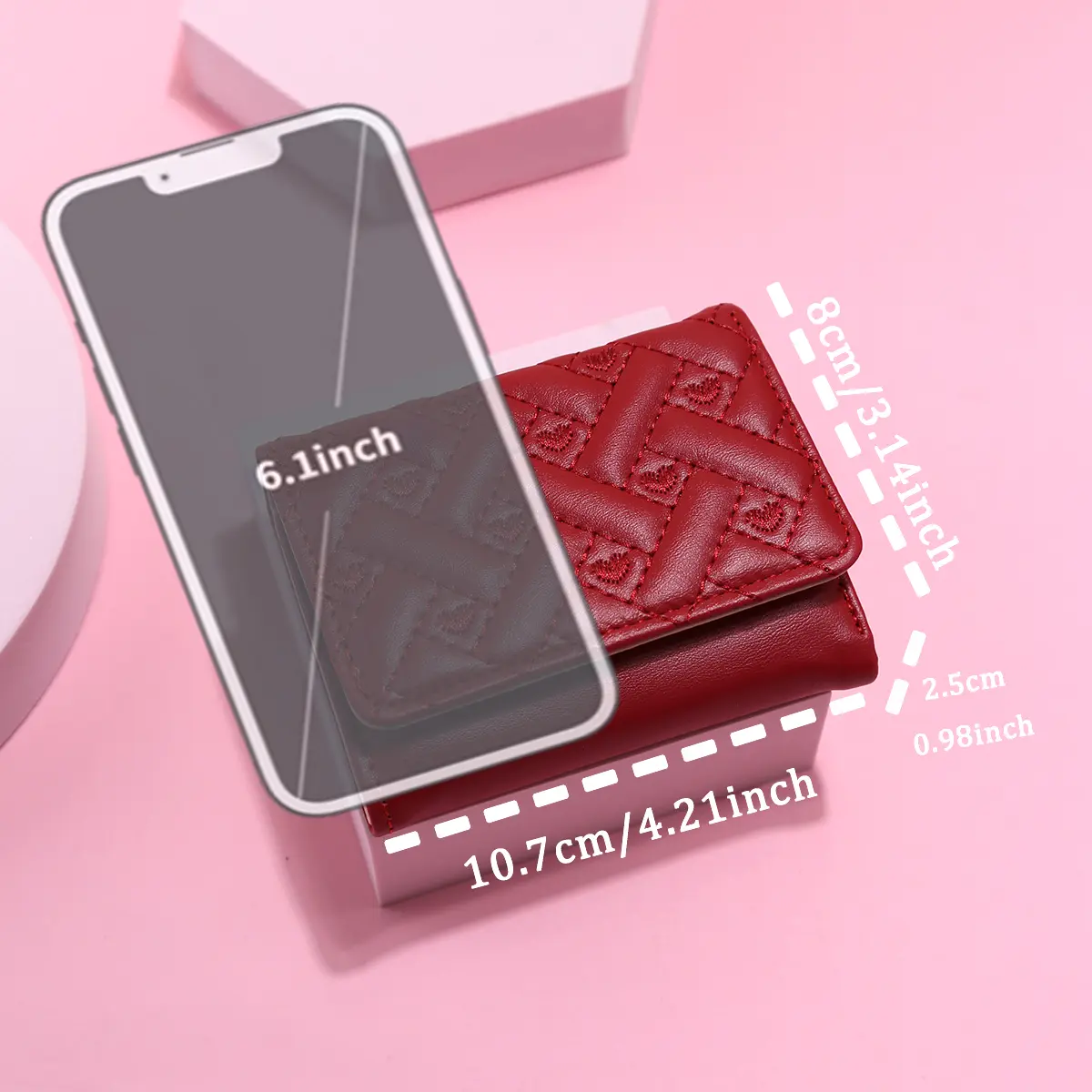 New Women's Short Folding Wallet with Love Embroidered Multi Card Position, Lightweight