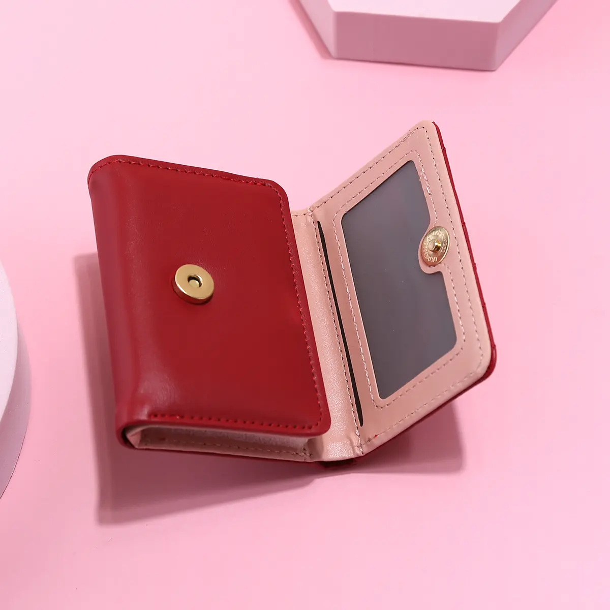 New Women's Short Folding Wallet with Love Embroidered Multi Card Position, Lightweight