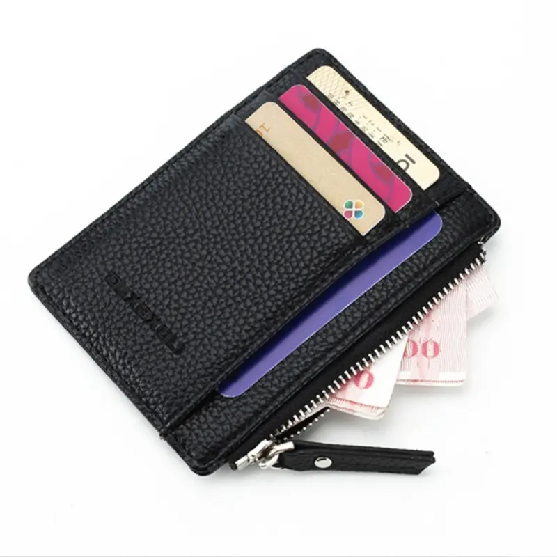 Wallet Mini PU Leather Card Holders Credit Cards Slots Purse Men Carteira Women Zipper Coin Pocket Short Wallet