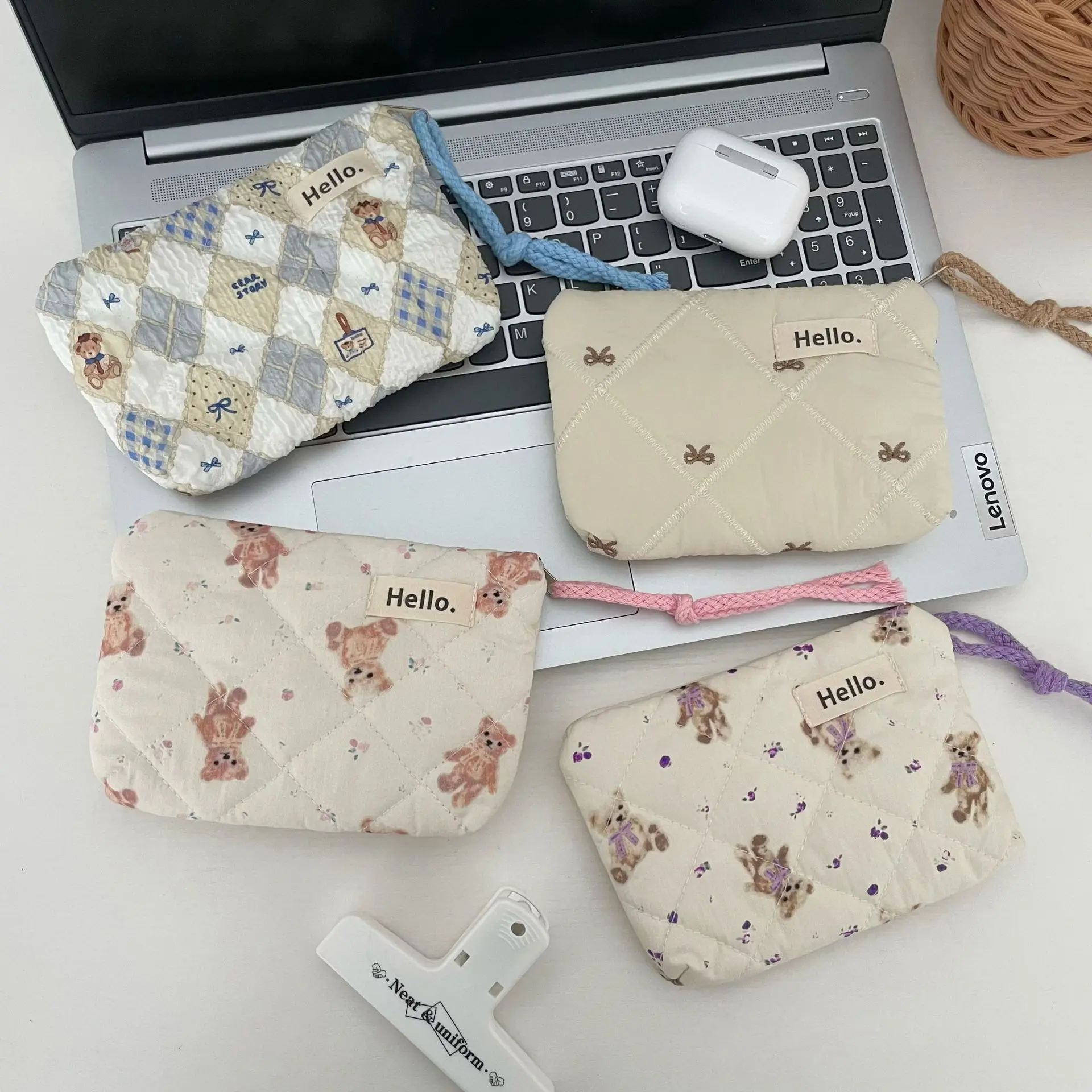 Ladies' Coin Purse Cute Kawaii Fashion Teddy Bear Strawberry Puppy Cat Mini Portable Travel Wallet Lipstick Earphones Card Bag