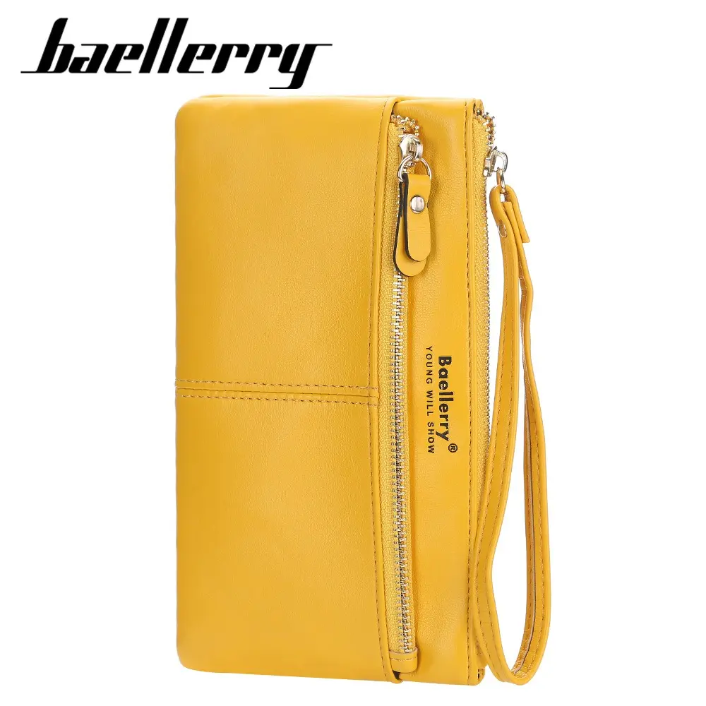 Baellerry 2025 Phone Sleeve Long Wallet Women - PU Handheld Purse with Wrist Strap, Touch-Screen Accessible Card Slots