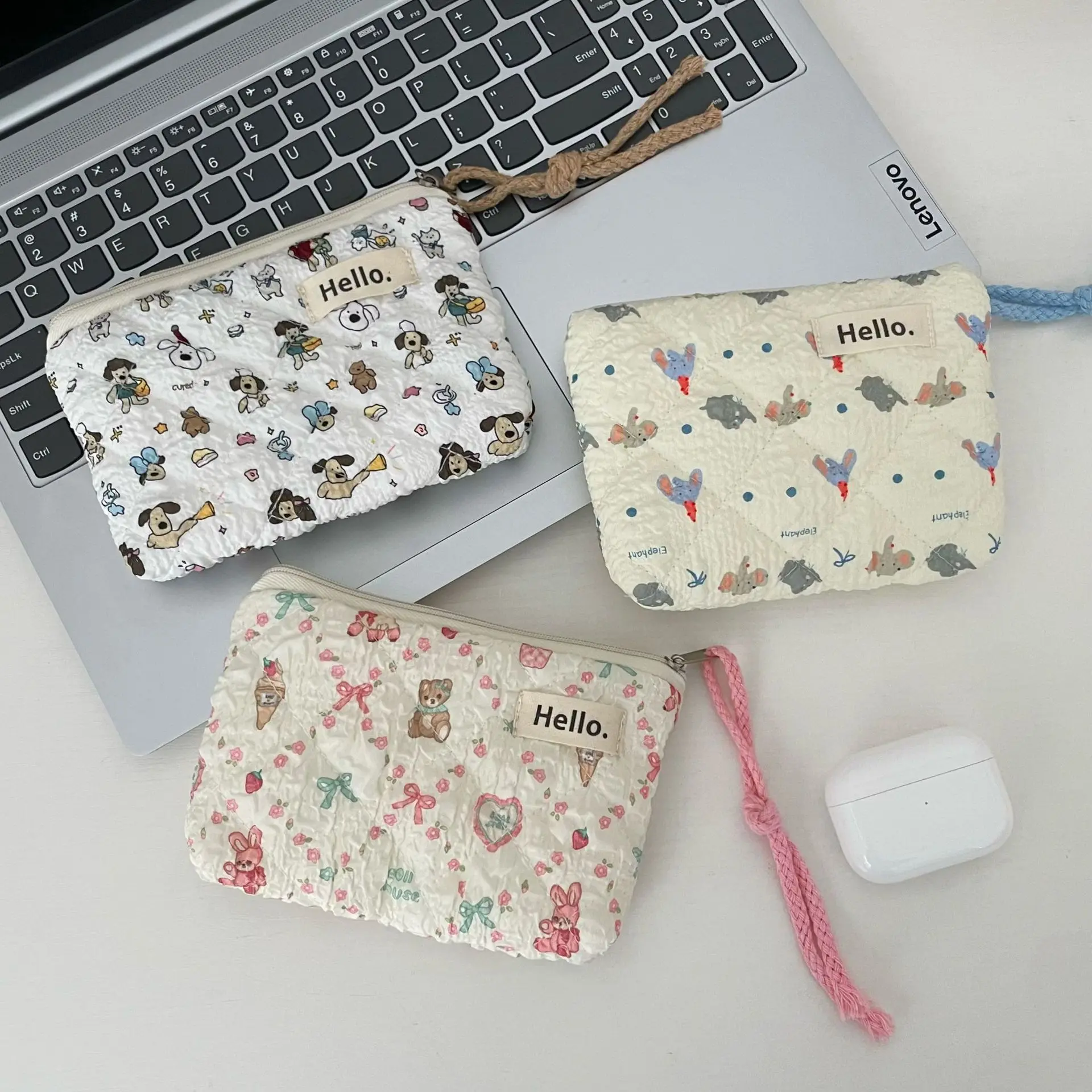 Ladies' Coin Purse Cute Kawaii Fashion Teddy Bear Strawberry Puppy Cat Mini Portable Travel Wallet Lipstick Earphones Card Bag