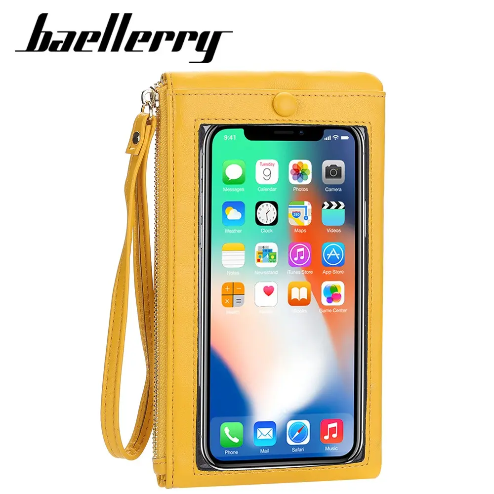 Baellerry 2025 Phone Sleeve Long Wallet Women - PU Handheld Purse with Wrist Strap, Touch-Screen Accessible Card Slots