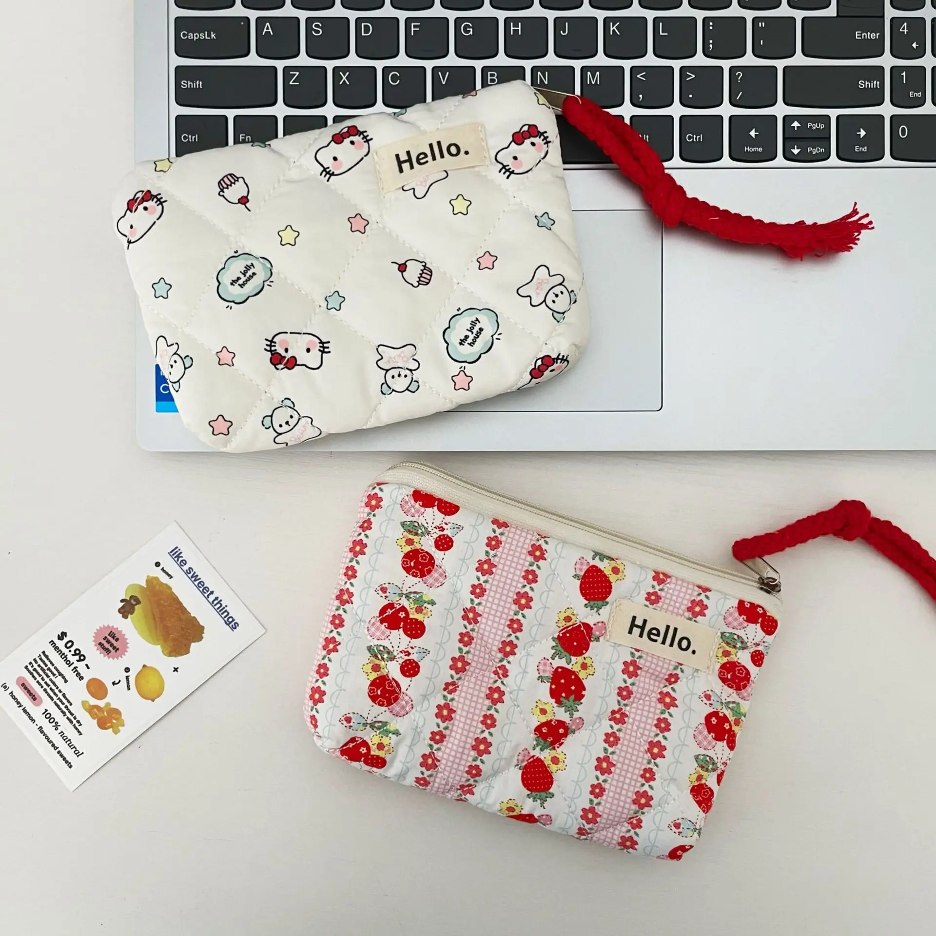 Ladies' Coin Purse Cute Kawaii Fashion Teddy Bear Strawberry Puppy Cat Mini Portable Travel Wallet Lipstick Earphones Card Bag