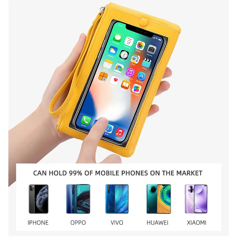 Baellerry 2025 Phone Sleeve Long Wallet Women - PU Handheld Purse with Wrist Strap, Touch-Screen Accessible Card Slots