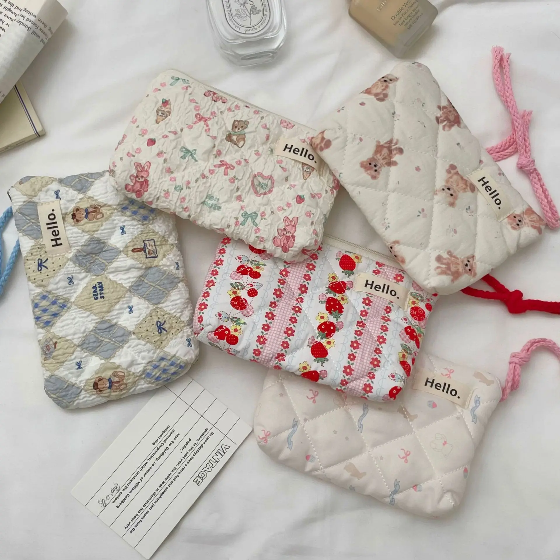 Ladies' Coin Purse Cute Kawaii Fashion Teddy Bear Strawberry Puppy Cat Mini Portable Travel Wallet Lipstick Earphones Card Bag