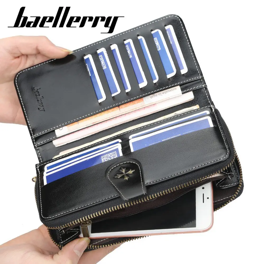 Baellerry Four-Leaf Clover Vegan Wallet - 2024 Women's RFID-Free Clutch with Magnetic Closure, Coin Pocket & ID Window