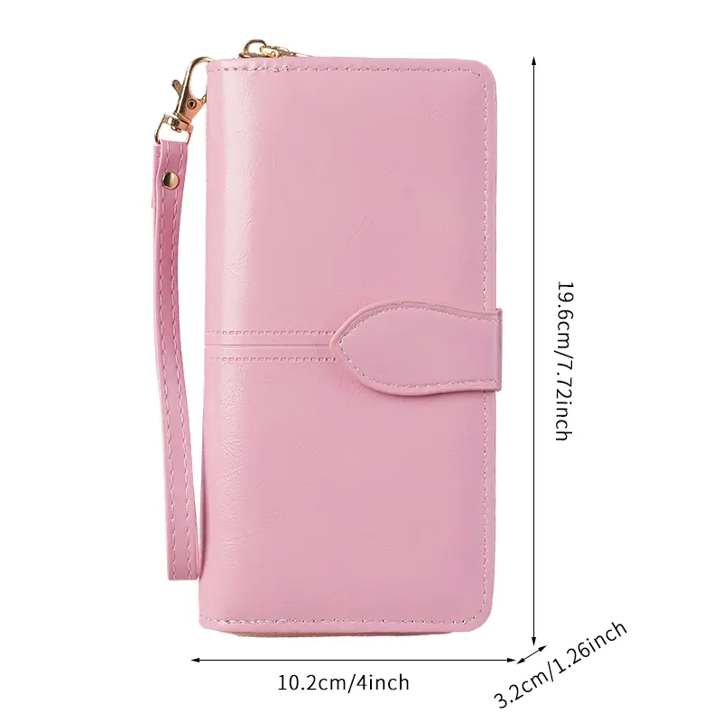 Hot selling cross-border oil wax zipper wallet for women, European and American retro card bag, large capacity mobile phone bag,
