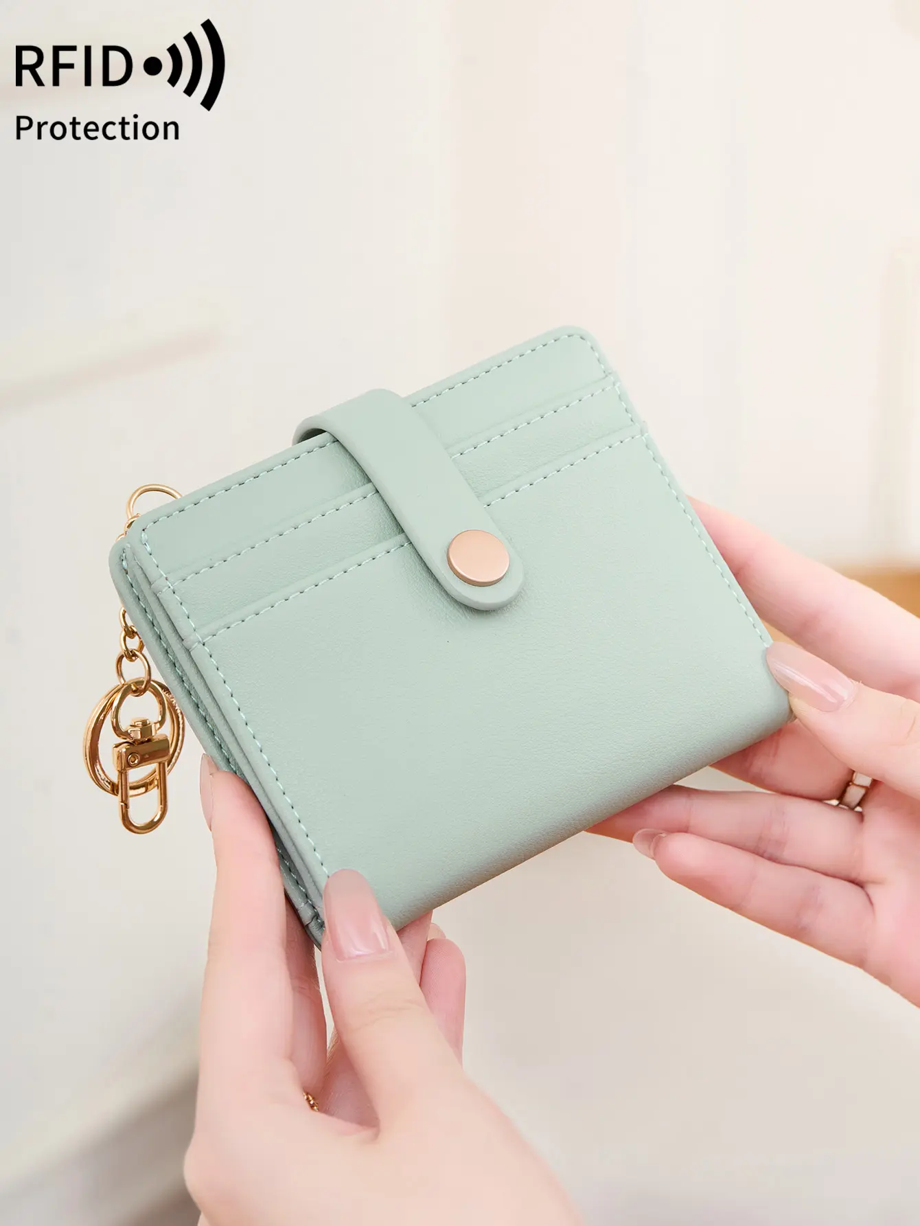 Ultra-Thin RFID Blocking Double Fold Credit Card Wallet Women's Fashion short wallet Minimalist Compact Card Holder Coin Purse