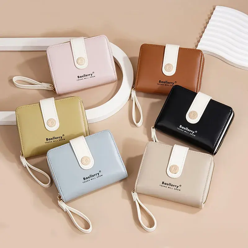 Fashion Vintage RFID Blocking Women Sling Wallet Leather Fold The Zipper Purse Credit Card Holder Coin Purse Wallet for Female