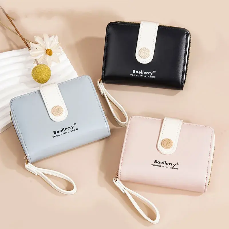 Fashion Vintage RFID Blocking Women Sling Wallet Leather Fold The Zipper Purse Credit Card Holder Coin Purse Wallet for Female