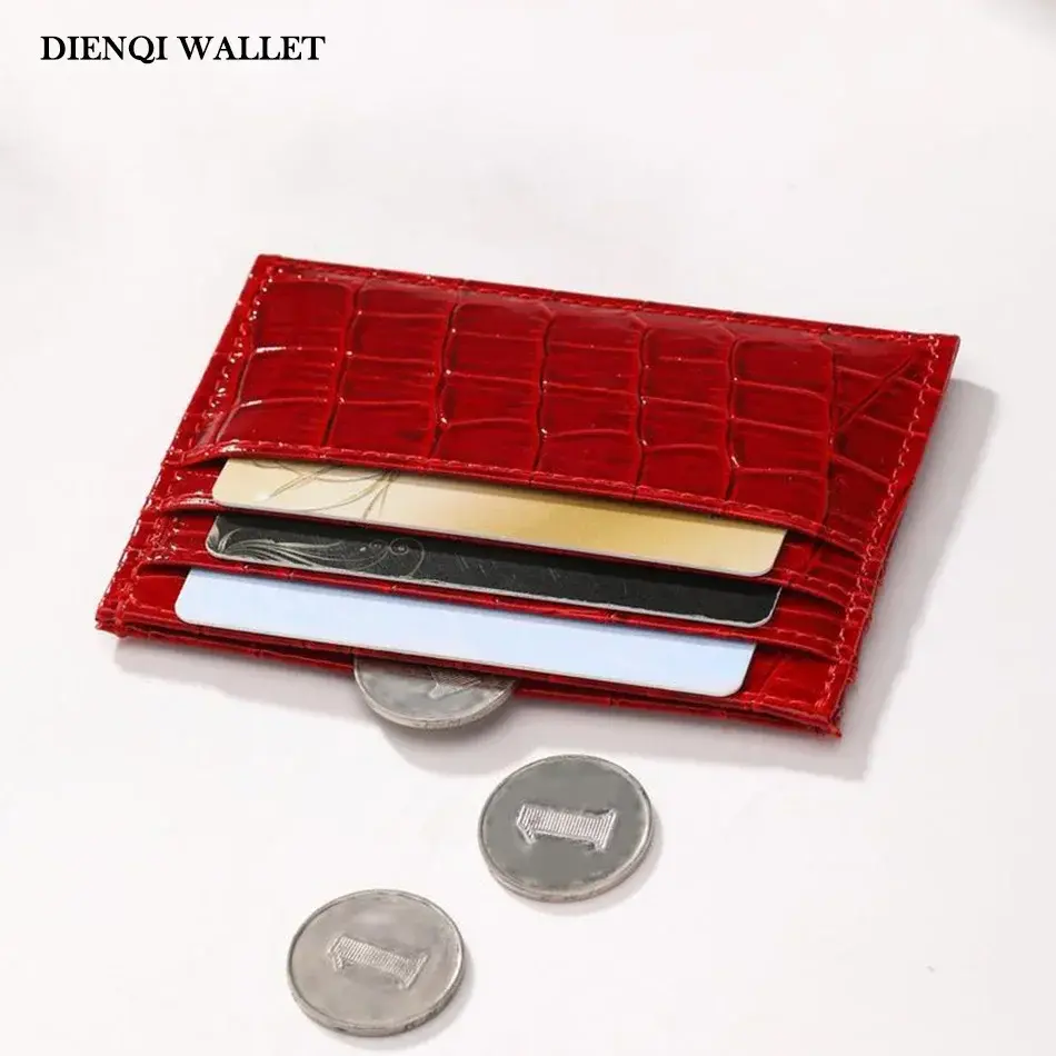 Women Wallet Crocodile Pattern Slim Credit Card Holder Casual Minimalist Wallets Multi-slot Bank Cardholder for Women & Girls