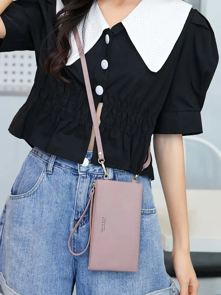 Minimalist Women's Wallet Large Capacity Touchable Screen Women's Long Wallet High Quality PU LeatherMultiCardHandbagShoulderBag