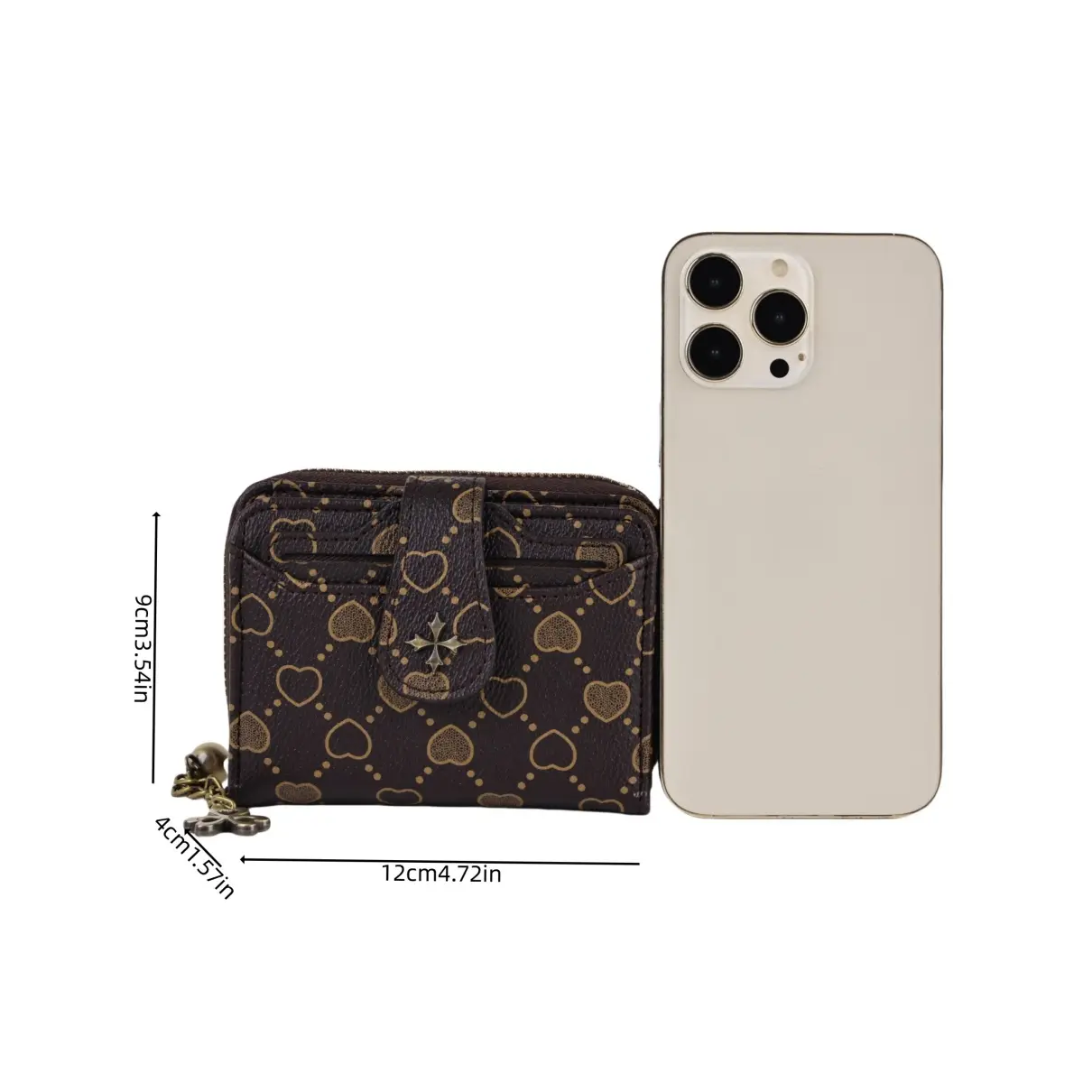 Avant-garde trend women's retro heart pattern short wallet with random pattern position
