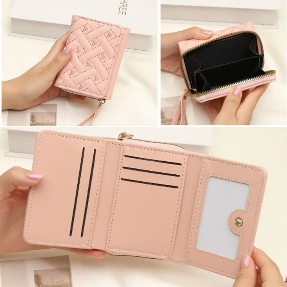 Women's Short Embroidered Love Zero Wallet Zipper Buckle Large Capacity Card Bag Versatile Fashion Simple