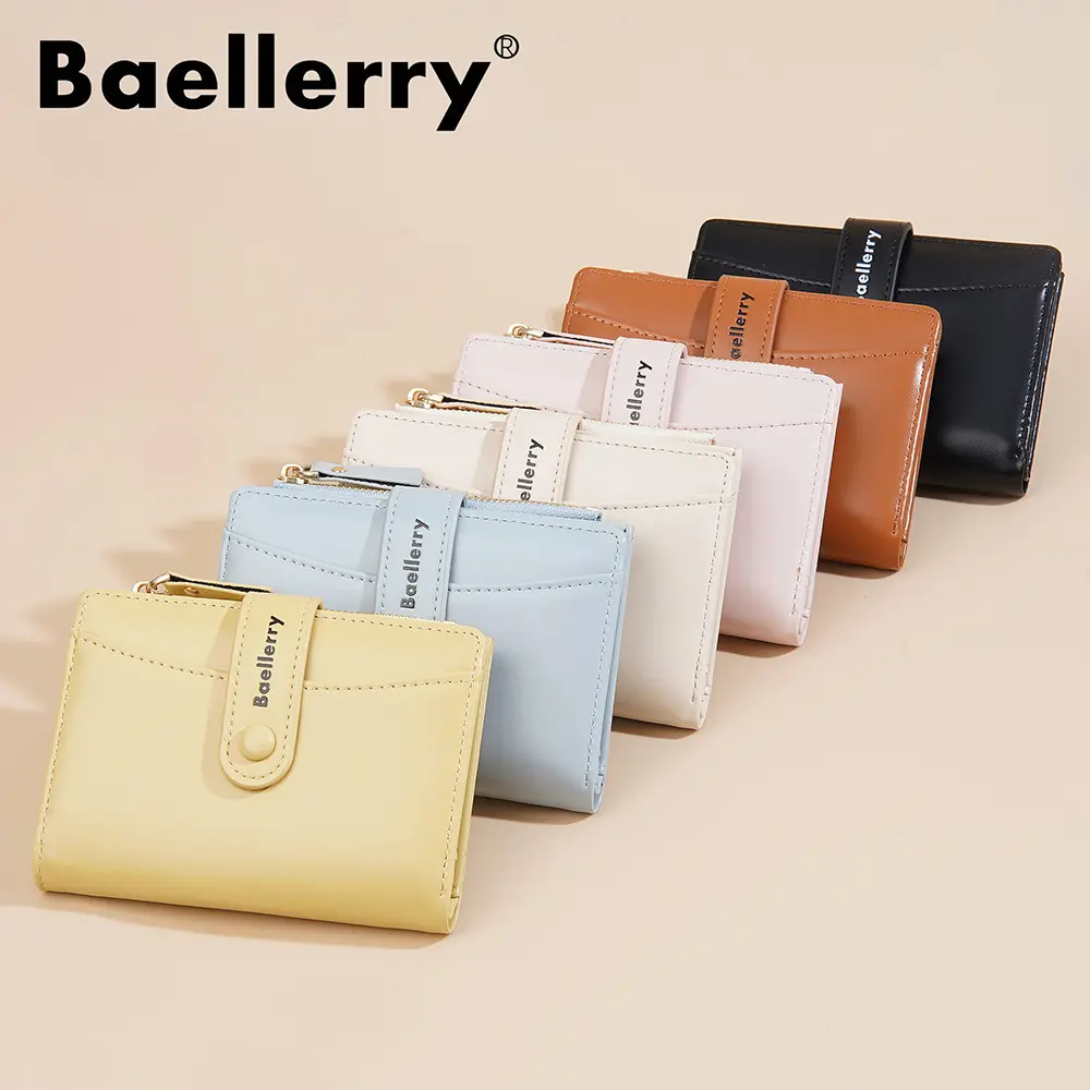 INS Buckle Design Wallet for Women - Baellerry RFID Safe Short Zipper Purse, 10 Card Holder (Christmas Gift)