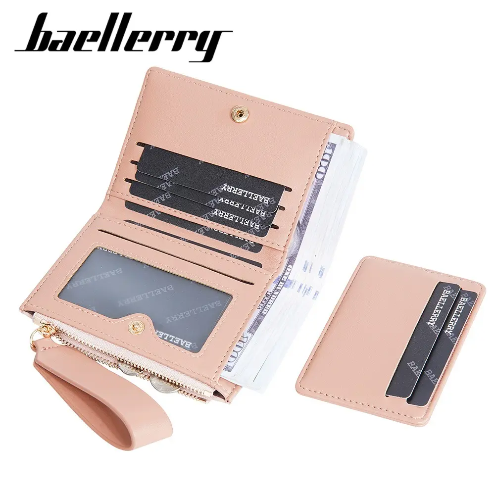 Women's Short Wallet with 8 Card Slots & Zipper Coin Pocket - Blocking Multi-Function Purse (New Design)
