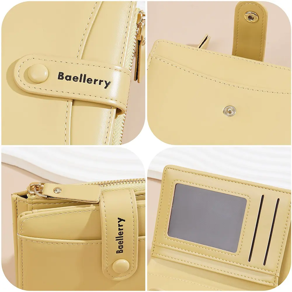 INS Buckle Design Wallet for Women - Baellerry RFID Safe Short Zipper Purse, 10 Card Holder (Christmas Gift)